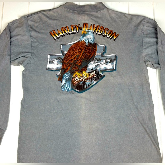Harley-Davidson Other - 🦅 Vintage 1990 Harley Davidson 3D Emblem L/XL Long Sleeve T-shirt 90s VTG